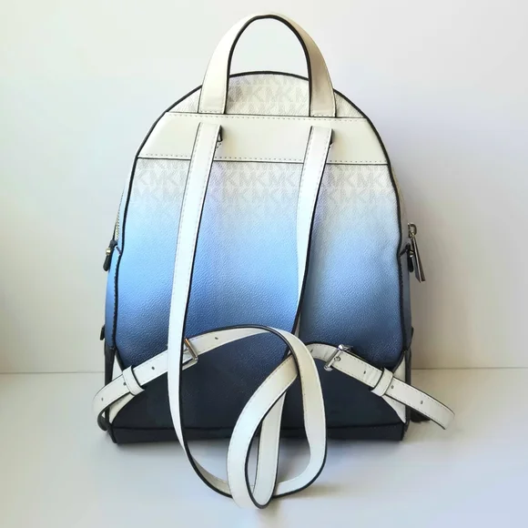 Retired MICHAEL KORS Rhea Medium Ombré Logo Backpack Navy Chambray Colorblock - Picture 3 of 14